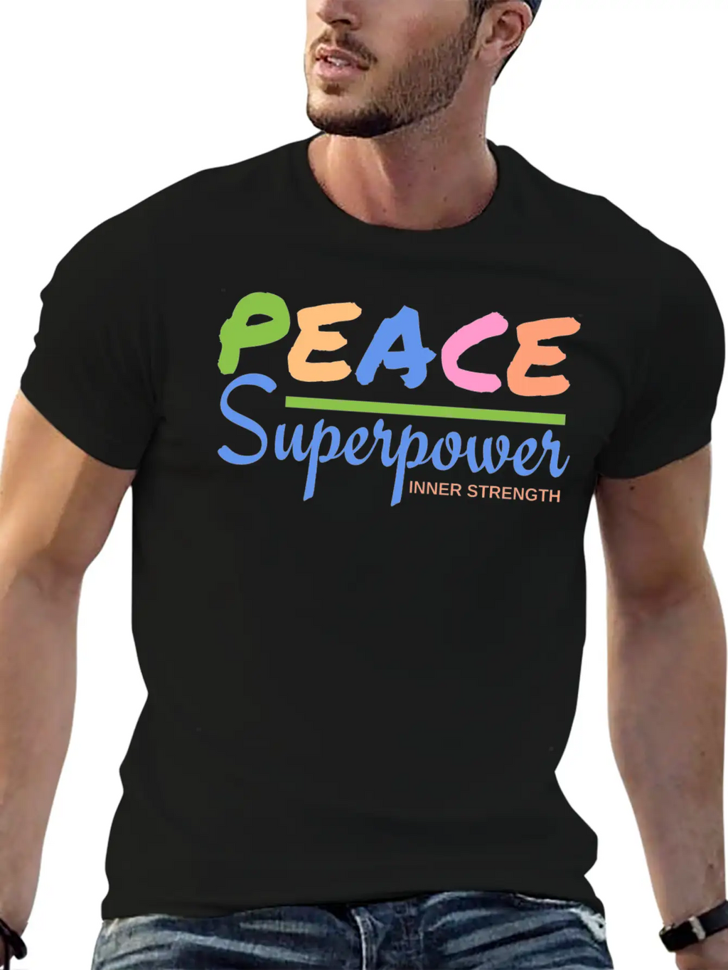 Peace Powerful Breathable Soft Cotton T-Shirt – Timeless Casual Look