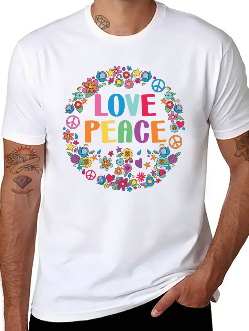 Peace Sign Love 70s Hippie Lovers Classic Cotton Tee – Unisex Comfort For Any Season