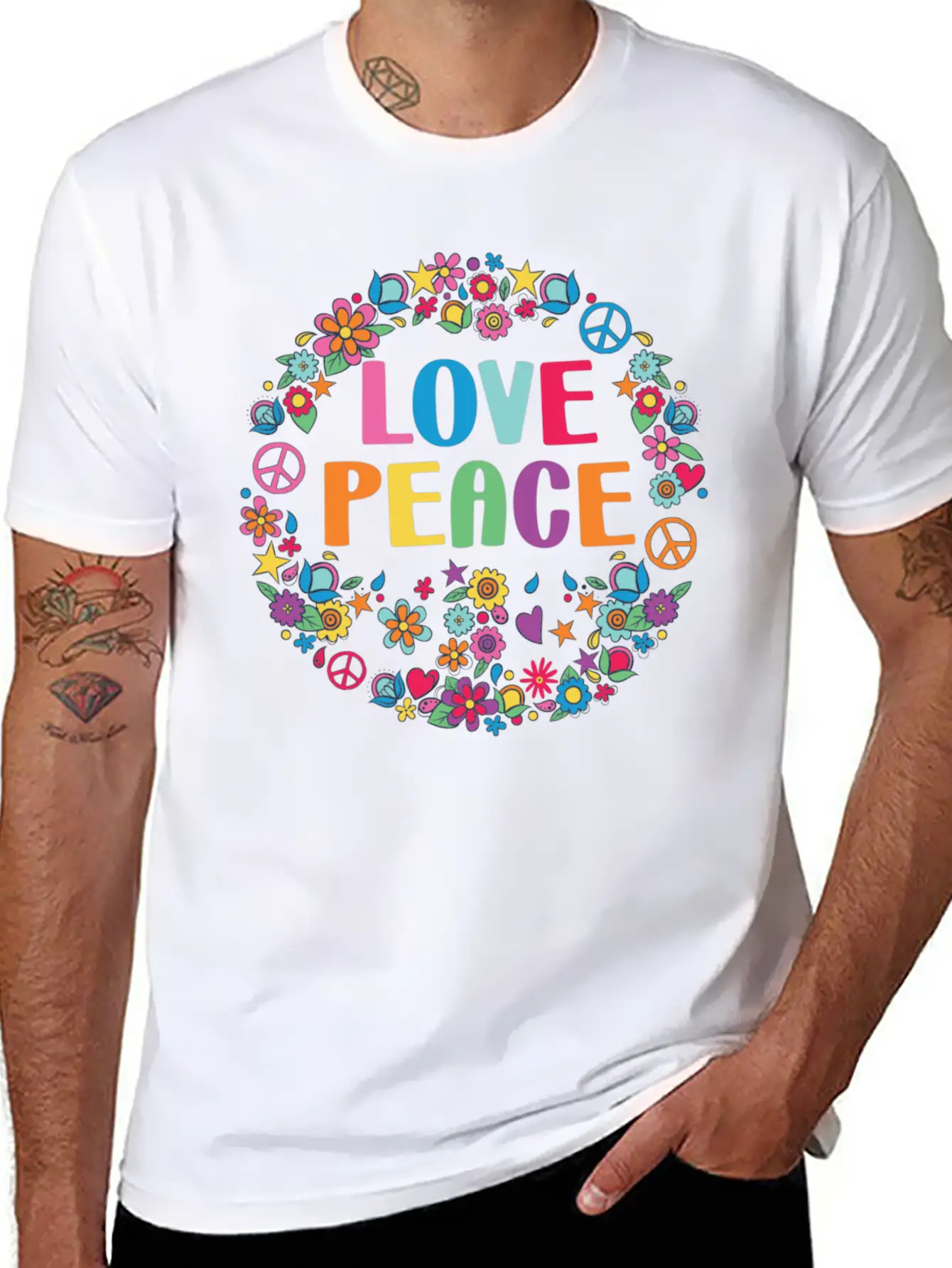 Peace Sign Love 70s Hippie Lovers Classic Cotton Tee – Unisex Comfort For Any Season