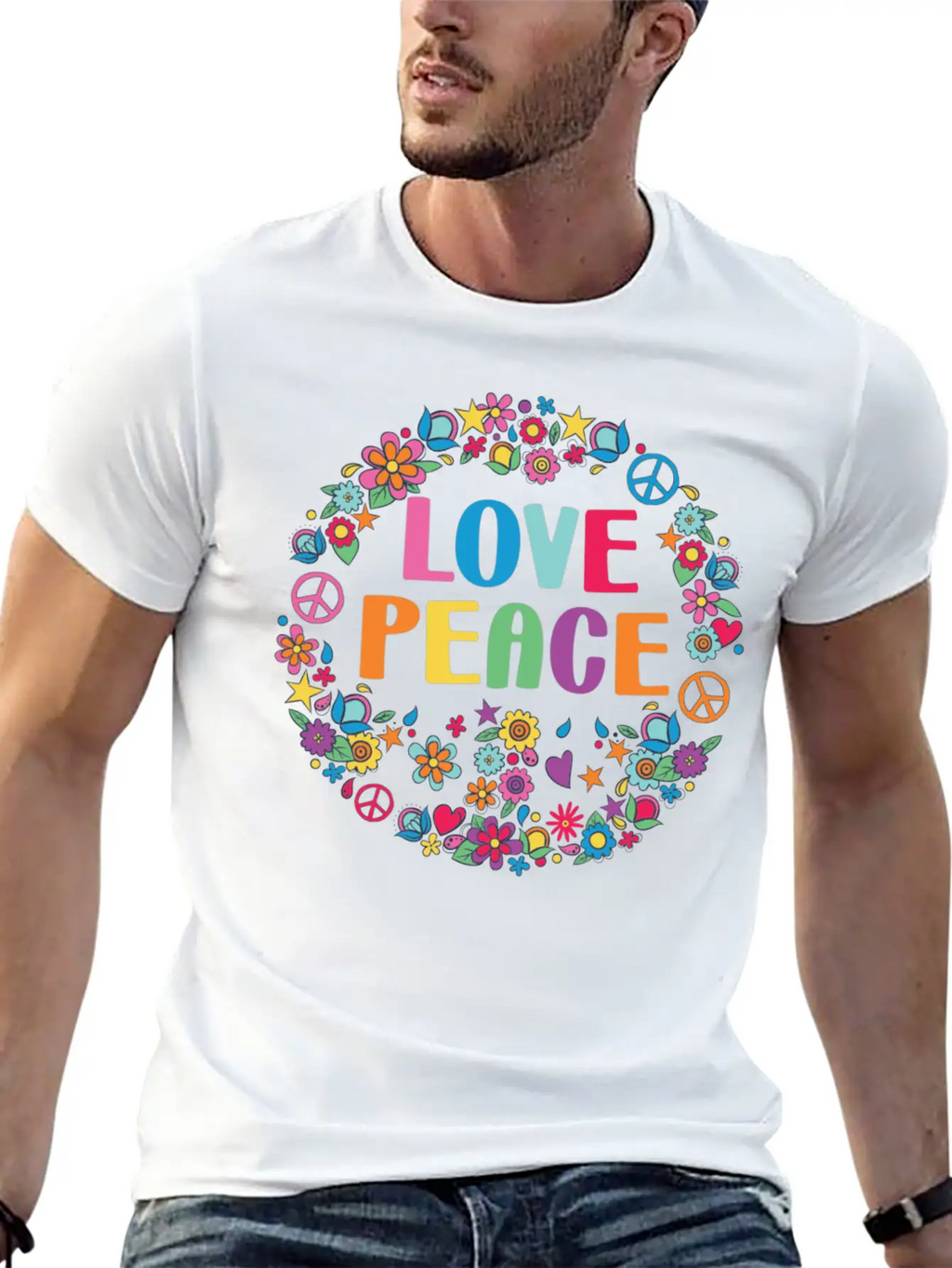 Peace Sign Love 70s Hippie Lovers Classic Cotton Tee – Unisex Comfort For Any Season