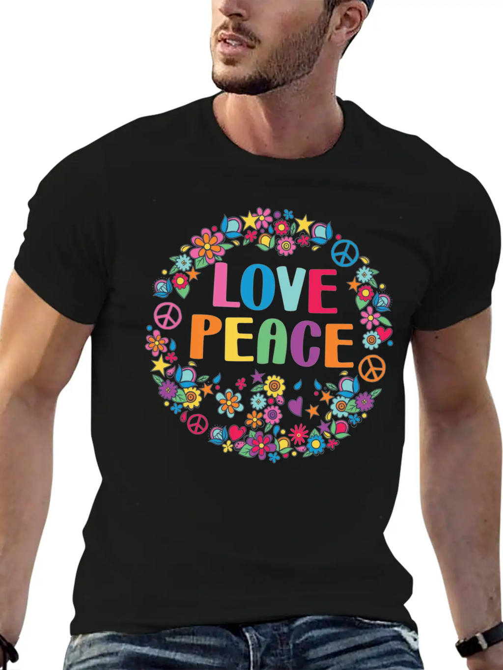 Peace Sign Love 70s Hippie Lovers Classic Cotton Tee – Unisex Comfort For Any Season