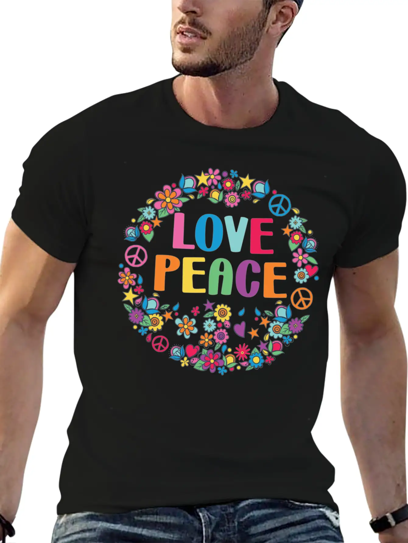 Peace Sign Love 70s Hippie Lovers Classic Cotton Tee – Unisex Comfort For Any Season