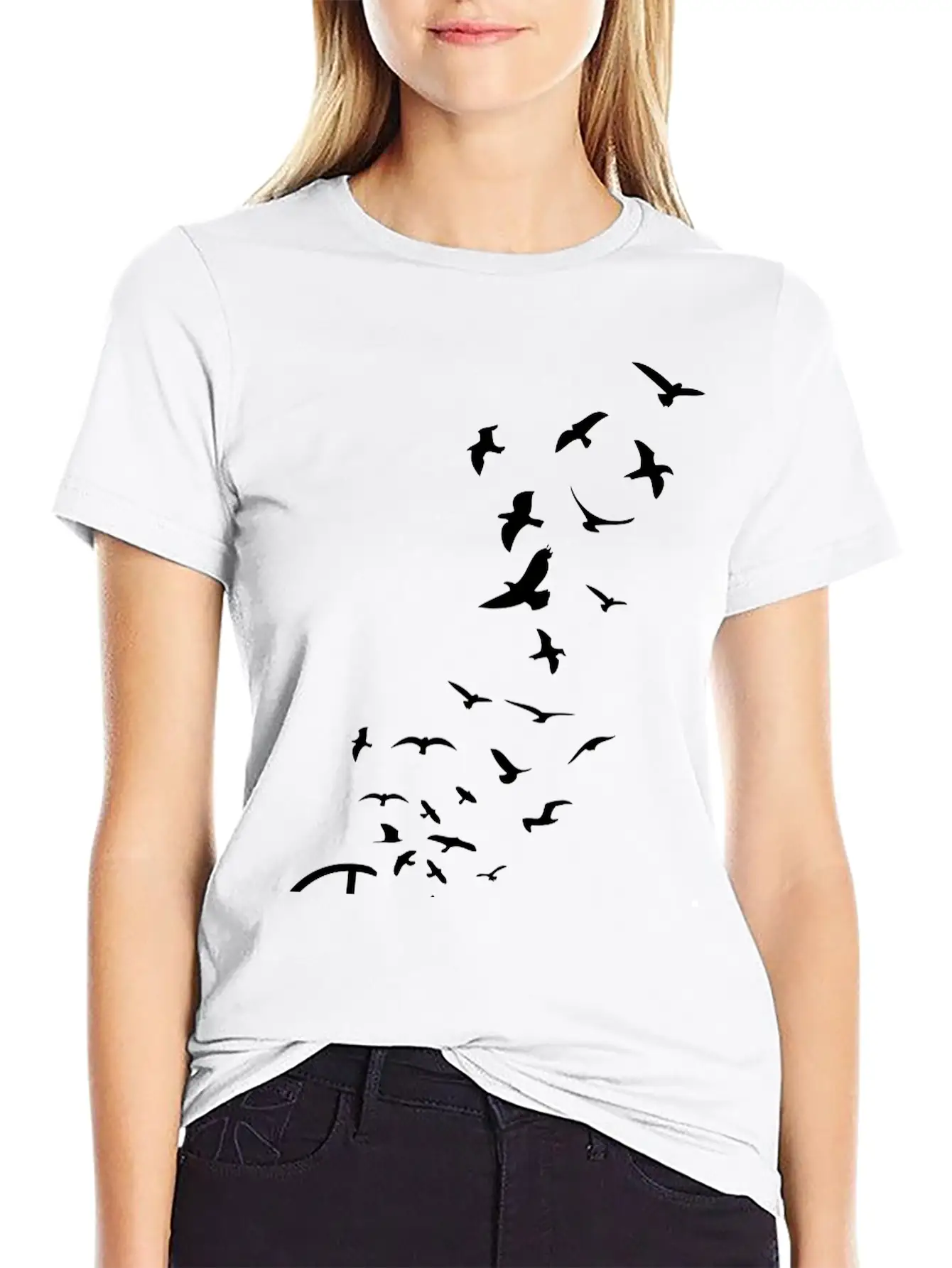 Peace Symbol Flying Birds Timeless Short Sleeve Tee – Comfy And Minimalist Design