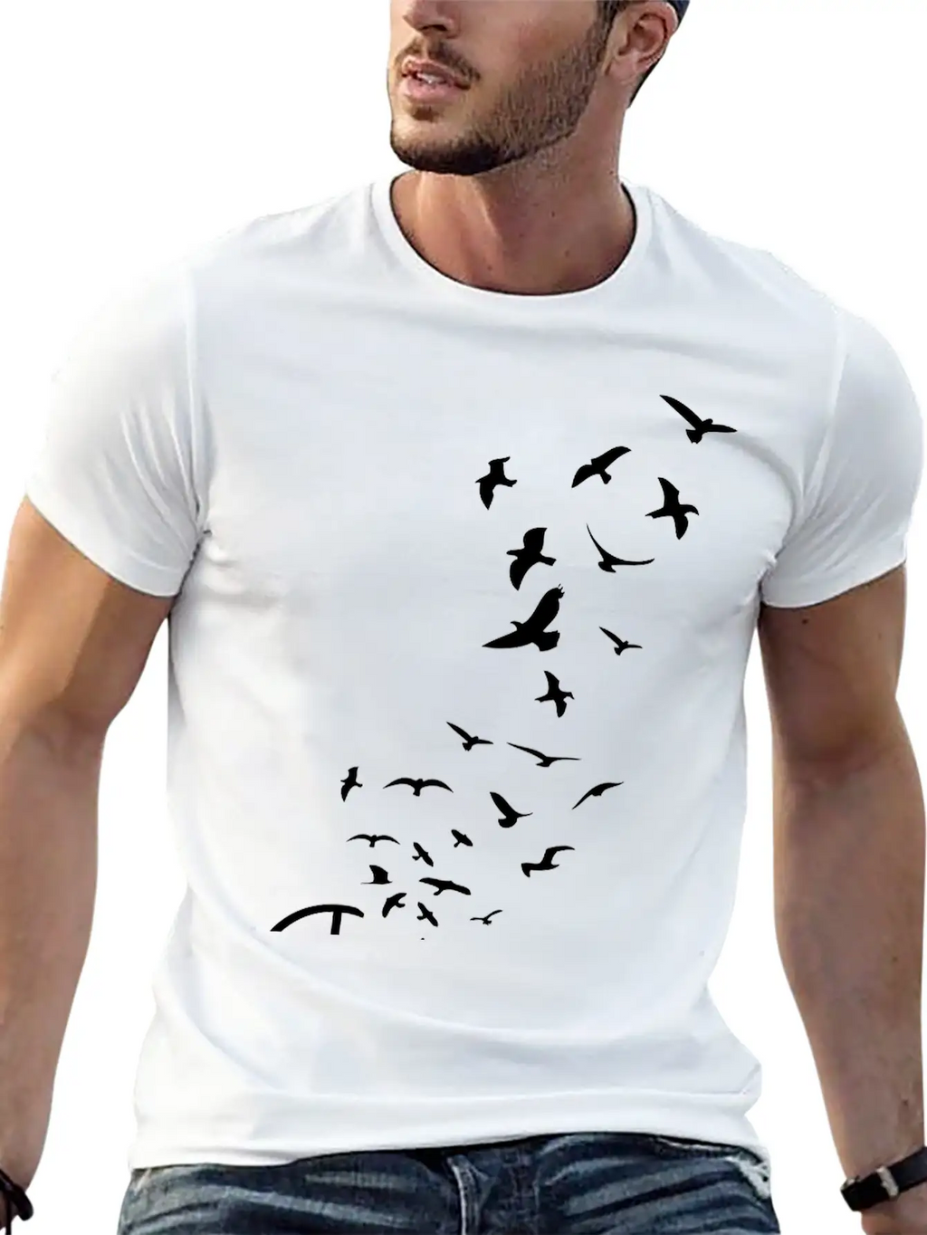 Peace Symbol Flying Birds Timeless Short Sleeve Tee – Comfy And Minimalist Design