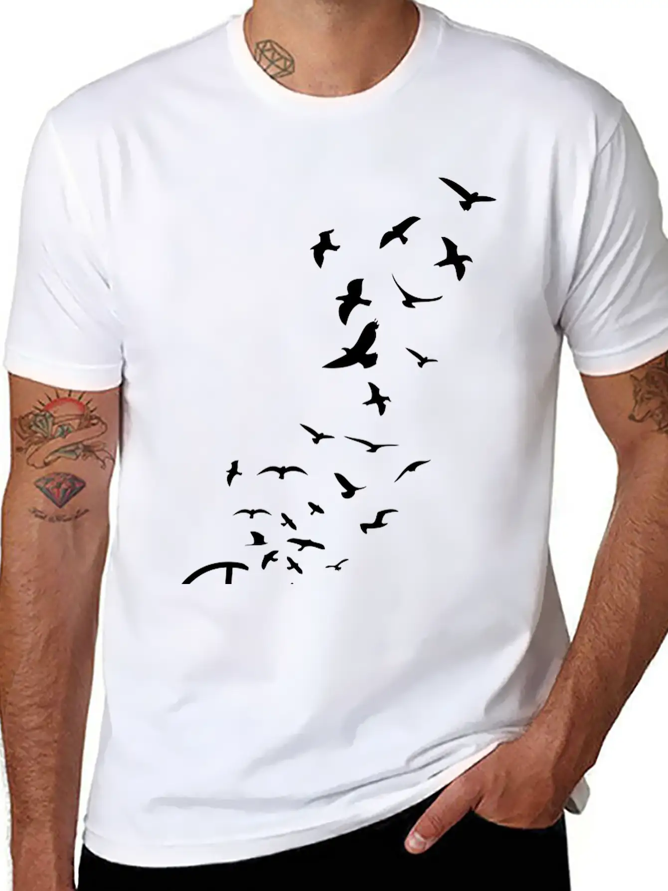 Peace Symbol Flying Birds Timeless Short Sleeve Tee – Comfy And Minimalist Design