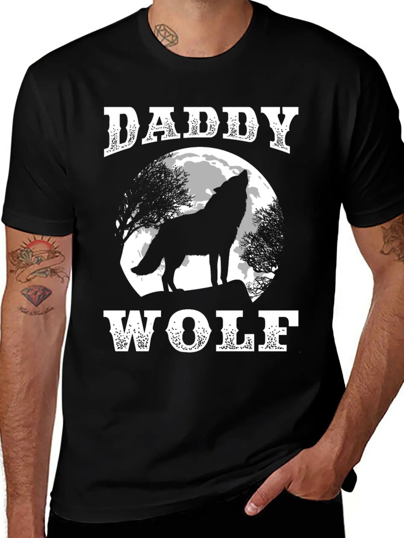 Perfect Wolf Design Quote Daddy Father Wolf Breathable Soft Cotton T-Shirt – Timeless Casual Look