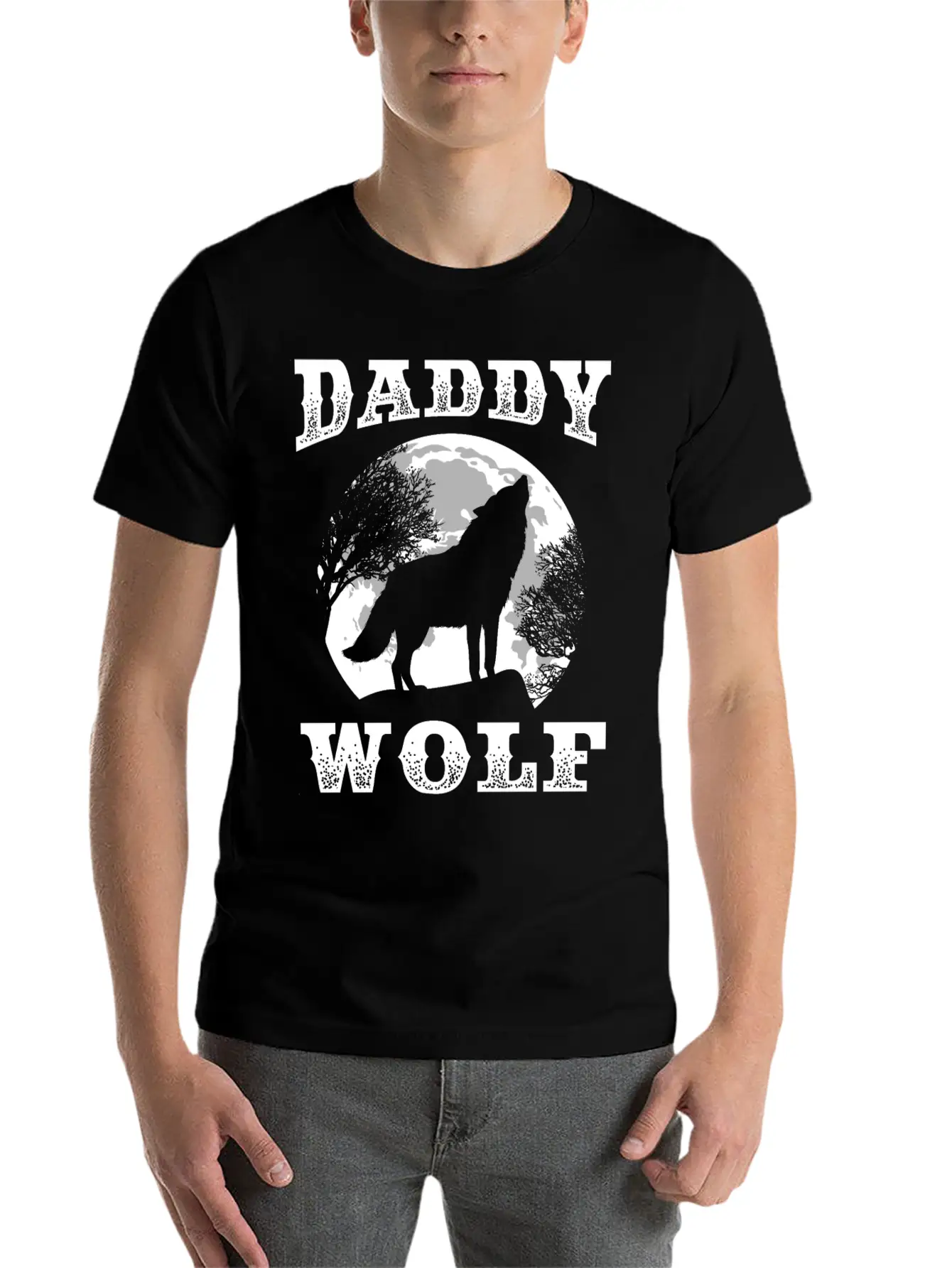 Perfect Wolf Design Quote Daddy Father Wolf Breathable Soft Cotton T-Shirt – Timeless Casual Look