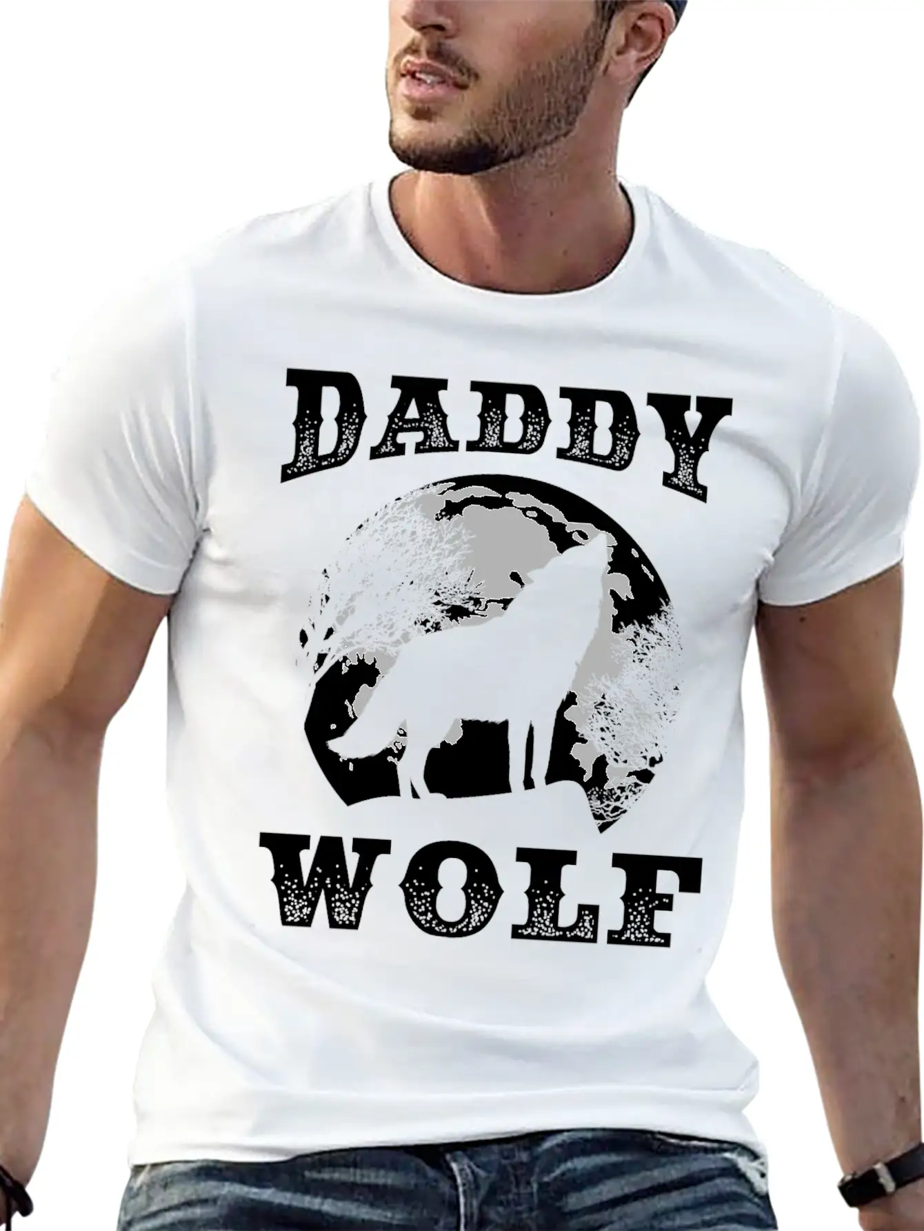 Perfect Wolf Design Quote Daddy Father Wolf Breathable Soft Cotton T-Shirt – Timeless Casual Look