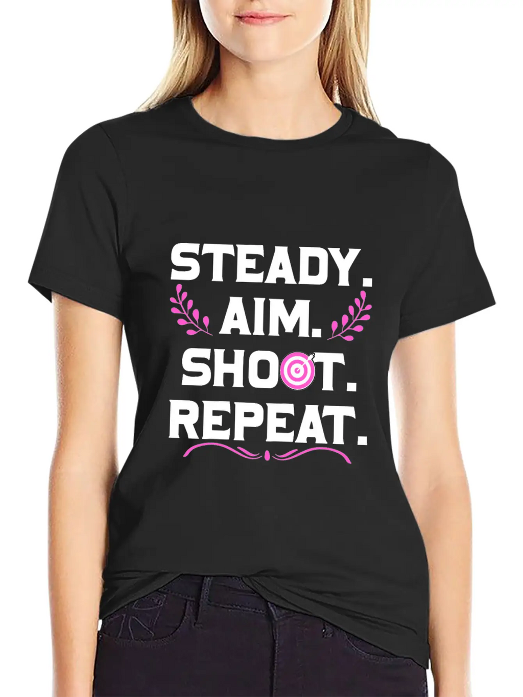 Personalised Gift Steady Aim Shoot Repeat Archery Stylish Everyday T-Shirt – Unisex Basic Cotton Tee