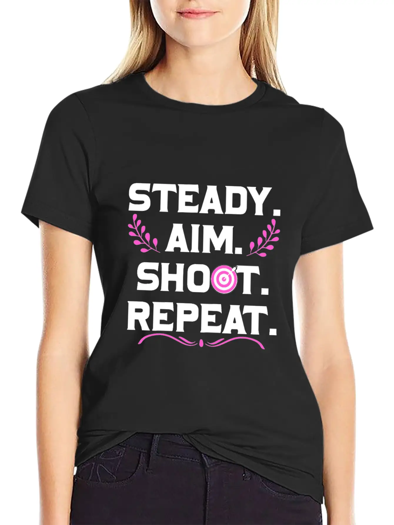 Personalised Gift Steady Aim Shoot Repeat Archery Stylish Everyday T-Shirt – Unisex Basic Cotton Tee