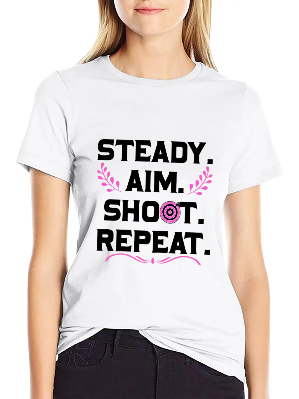 Personalised Gift Steady Aim Shoot Repeat Archery Stylish Everyday T-Shirt – Unisex Basic Cotton Tee