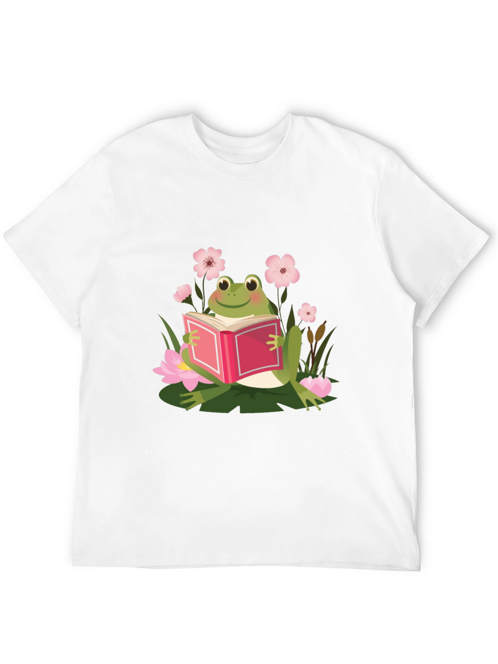 Frog Reading Book Black T-Shirt