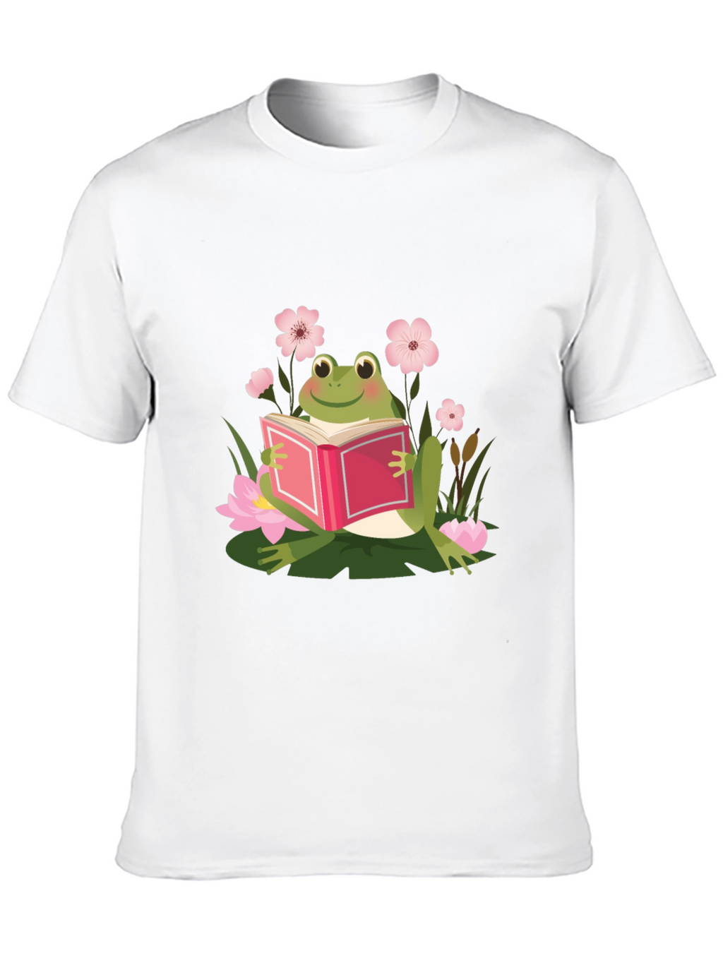 Frog Reading Book Black T-Shirt