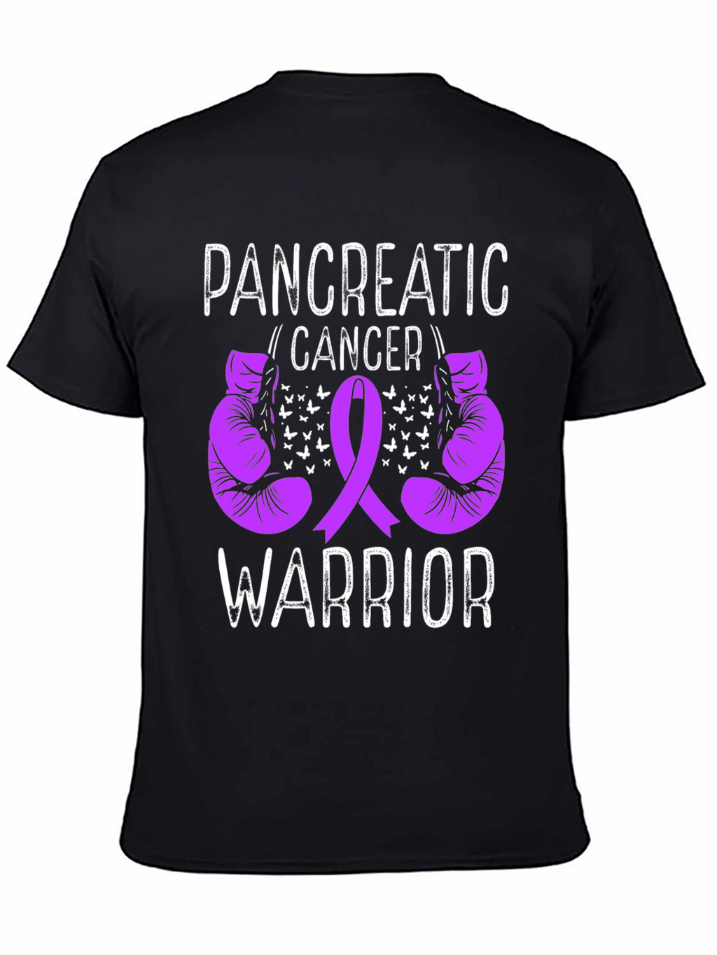 Pancreatic Cancer Warrior T-Shirt Purple Ribbon Boxing Gloves