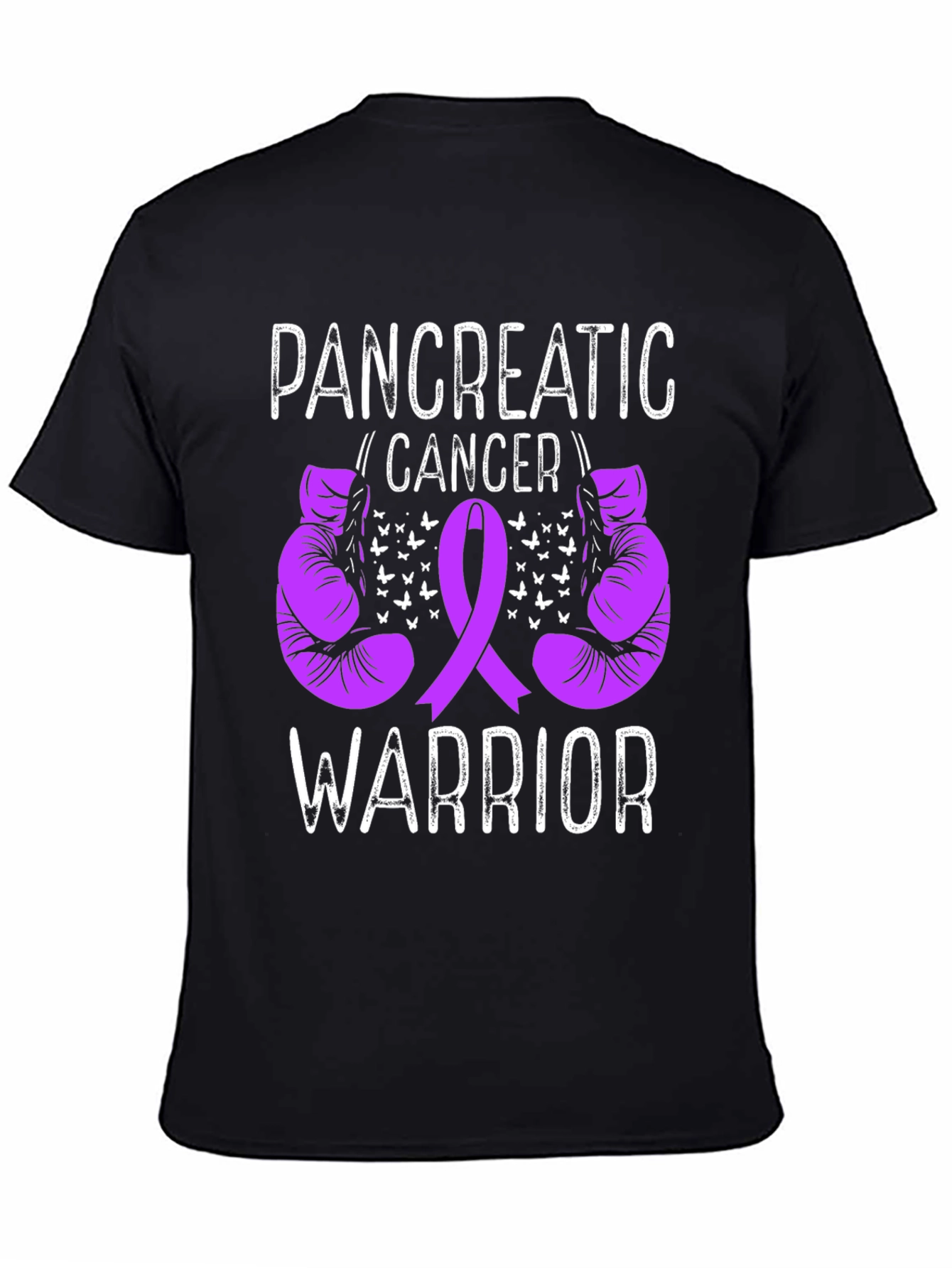 Pancreatic Cancer Warrior T-Shirt Purple Ribbon Boxing Gloves