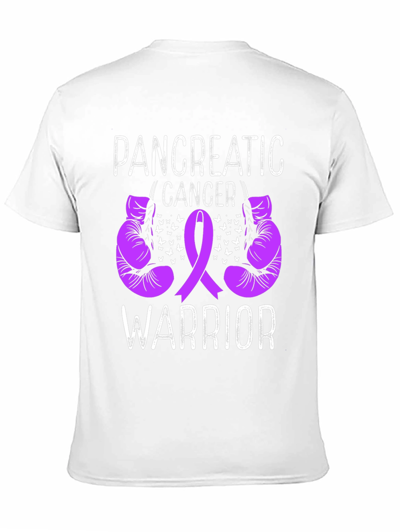 Pancreatic Cancer Warrior T-Shirt Purple Ribbon Boxing Gloves