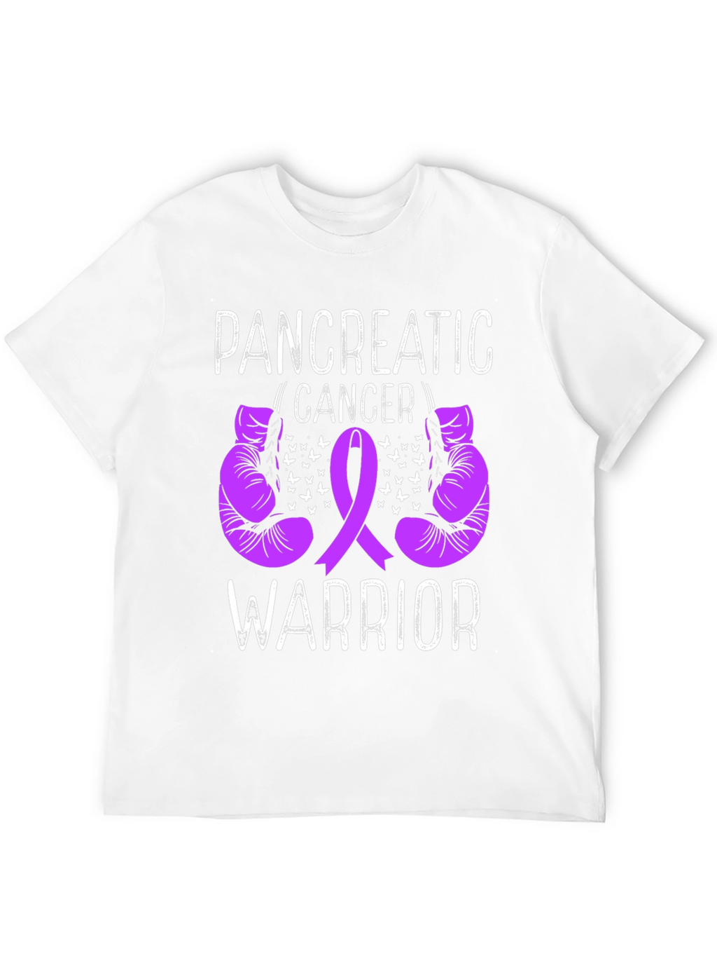 Pancreatic Cancer Warrior T-Shirt Purple Ribbon Boxing Gloves