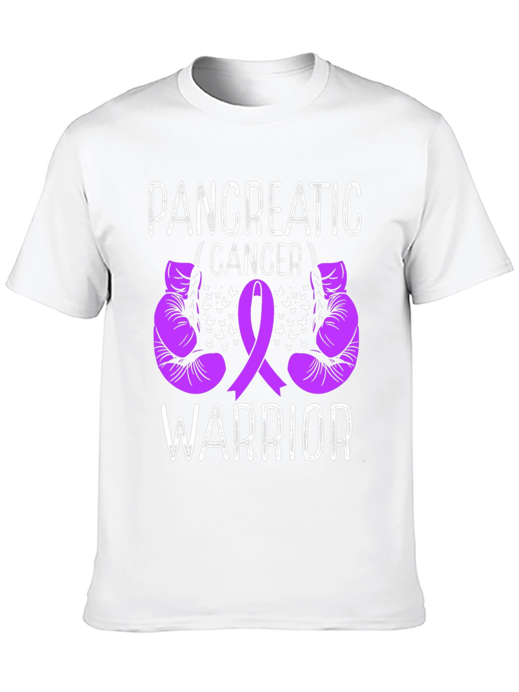 Pancreatic Cancer Warrior T-Shirt Purple Ribbon Boxing Gloves