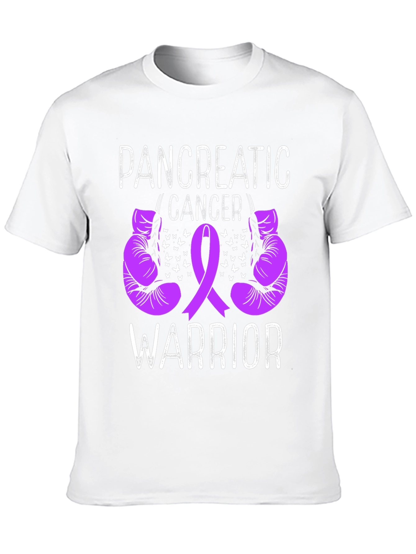 Pancreatic Cancer Warrior T-Shirt Purple Ribbon Boxing Gloves