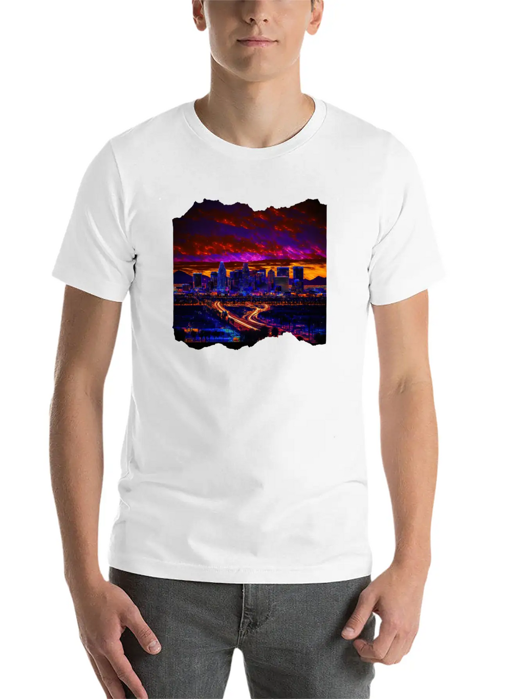 Phoenix Arizona Skyline Neon Desert Nights Classic Cotton Tee – Unisex Comfort For Any Season