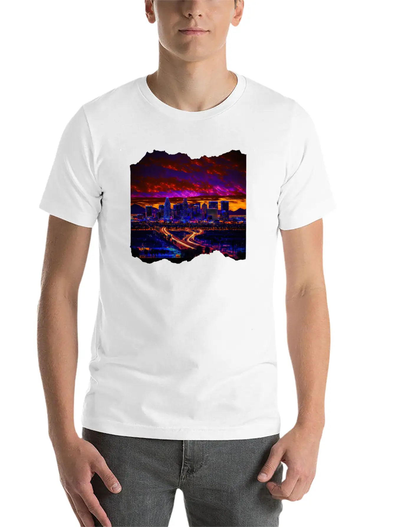 Phoenix Arizona Skyline Neon Desert Nights Classic Cotton Tee – Unisex Comfort For Any Season