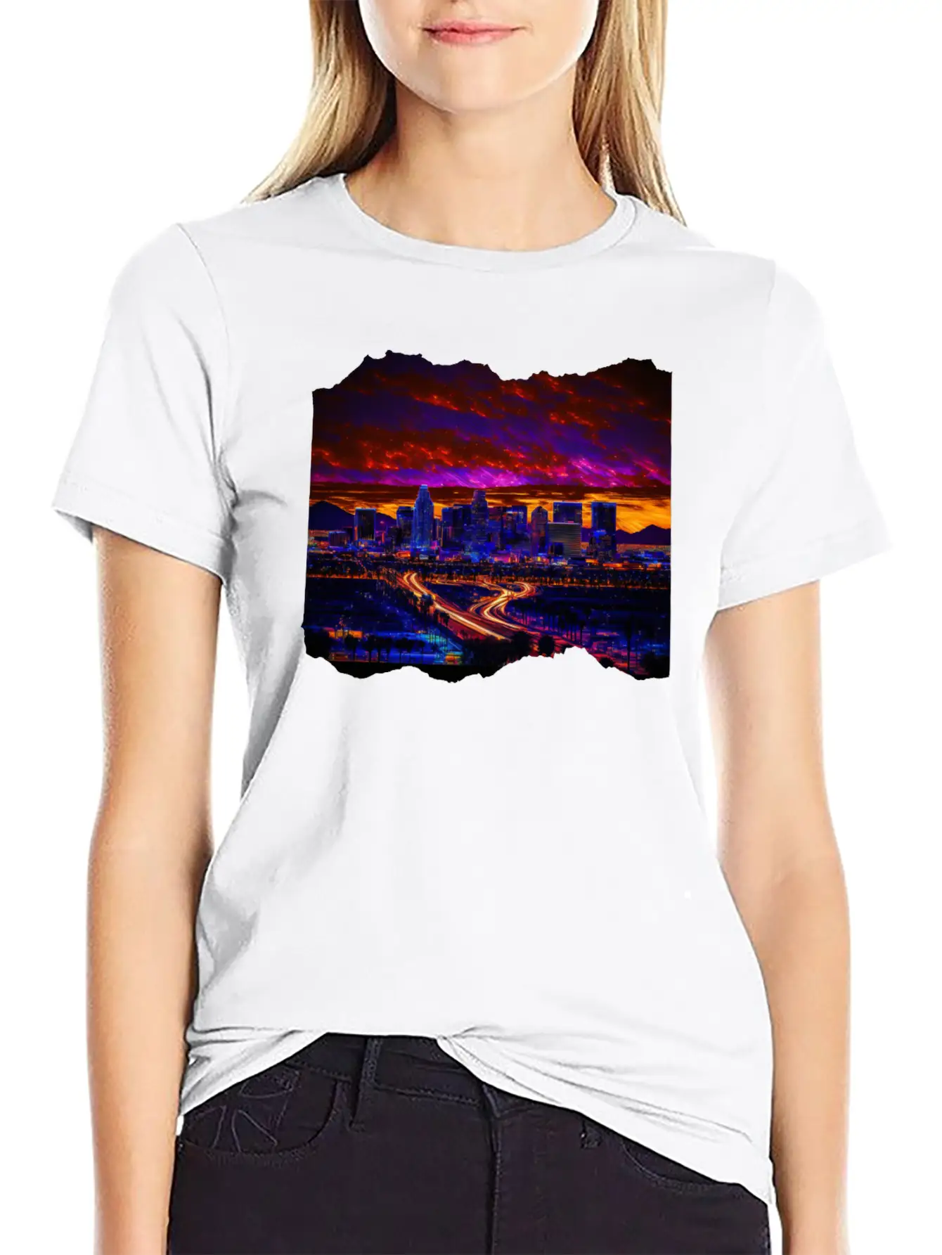 Phoenix Arizona Skyline Neon Desert Nights Classic Cotton Tee – Unisex Comfort For Any Season