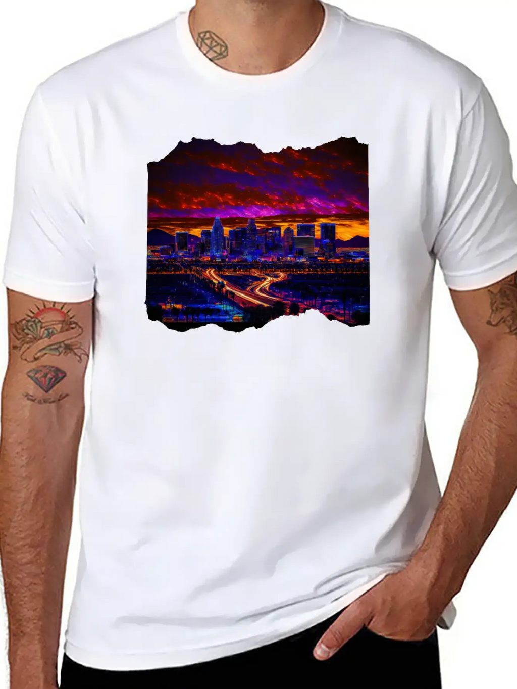 Phoenix Arizona Skyline Neon Desert Nights Classic Cotton Tee – Unisex Comfort For Any Season