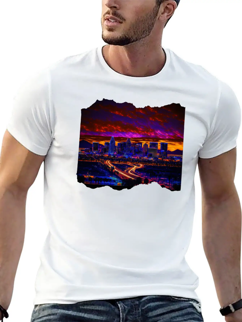 Phoenix Arizona Skyline Neon Desert Nights Classic Cotton Tee – Unisex Comfort For Any Season