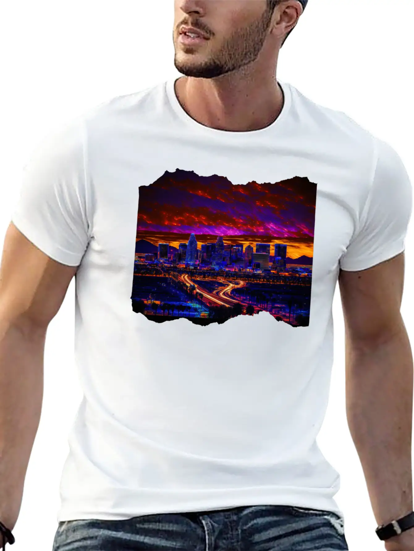 Phoenix Arizona Skyline Neon Desert Nights Classic Cotton Tee – Unisex Comfort For Any Season