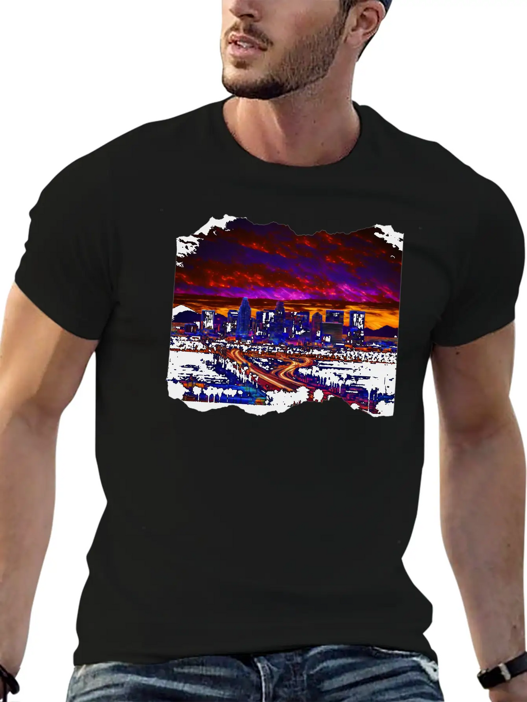 Phoenix Arizona Skyline Neon Desert Nights Classic Cotton Tee – Unisex Comfort For Any Season