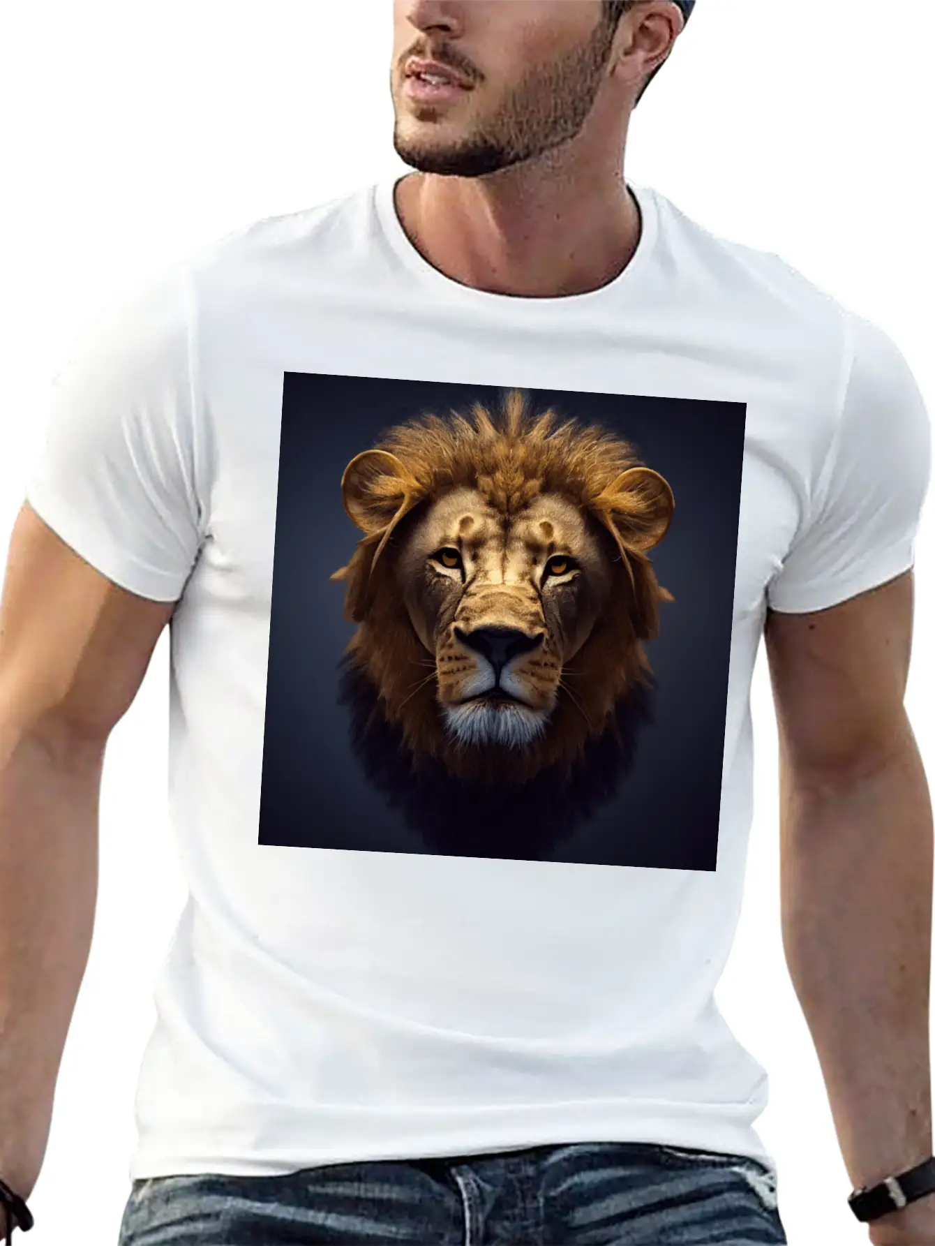 Photorealistic Male Lion Version 3 Breathable Graphic T-Shirt – Perfect For Casual Days