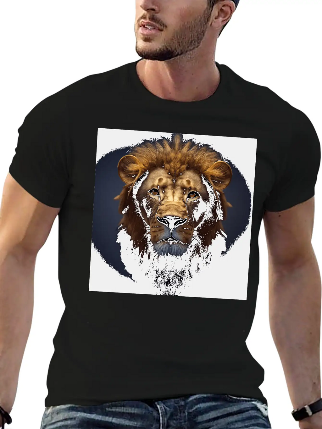 Photorealistic Male Lion Version 3 Breathable Graphic T-Shirt – Perfect For Casual Days