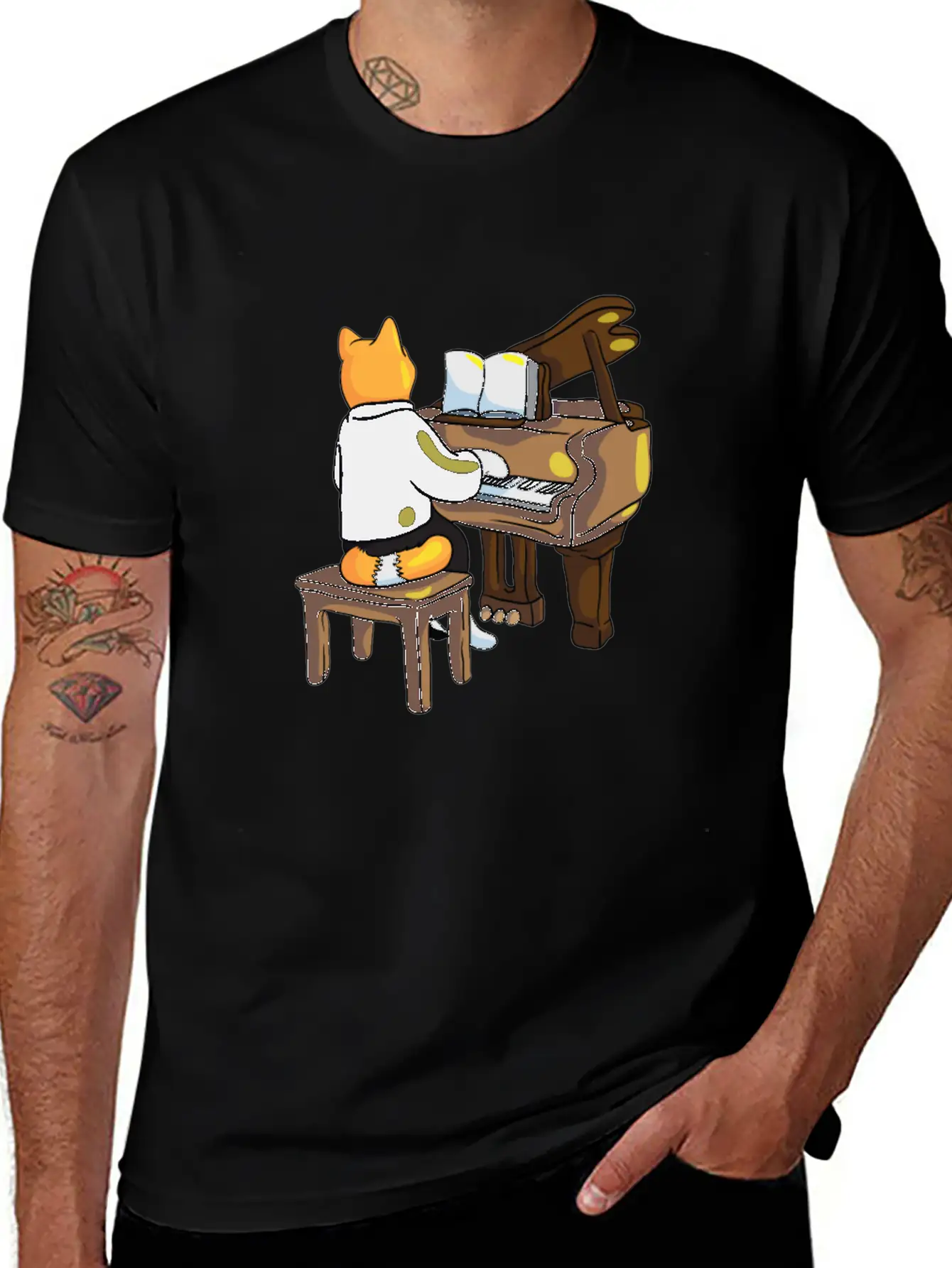 Piano Cat Classic Cotton Tee – Unisex Comfort For Any Season