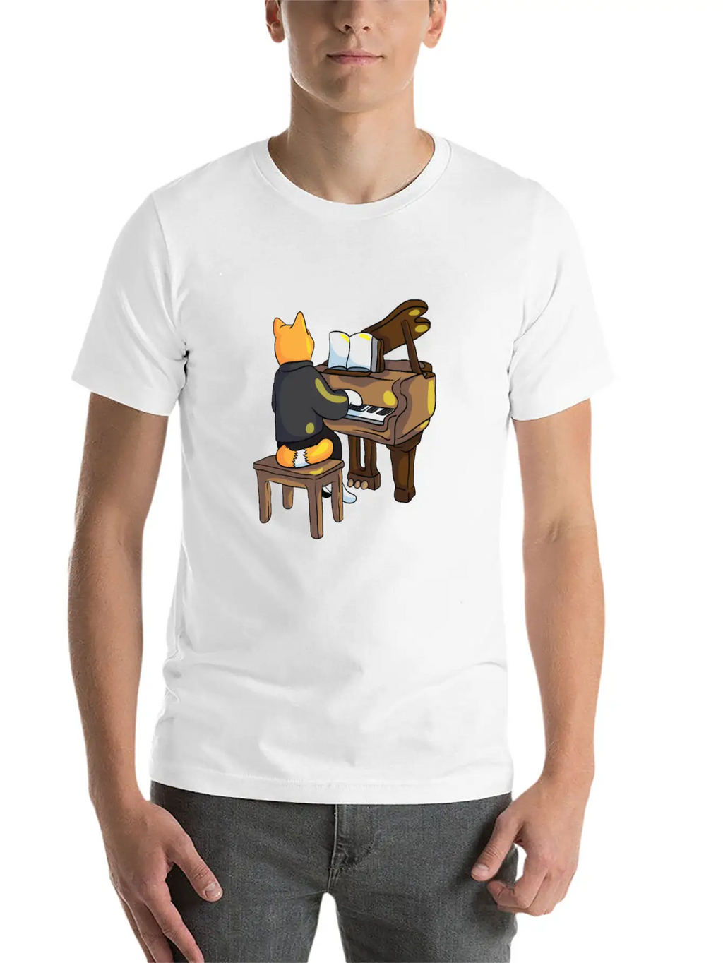 Piano Cat Classic Cotton Tee – Unisex Comfort For Any Season