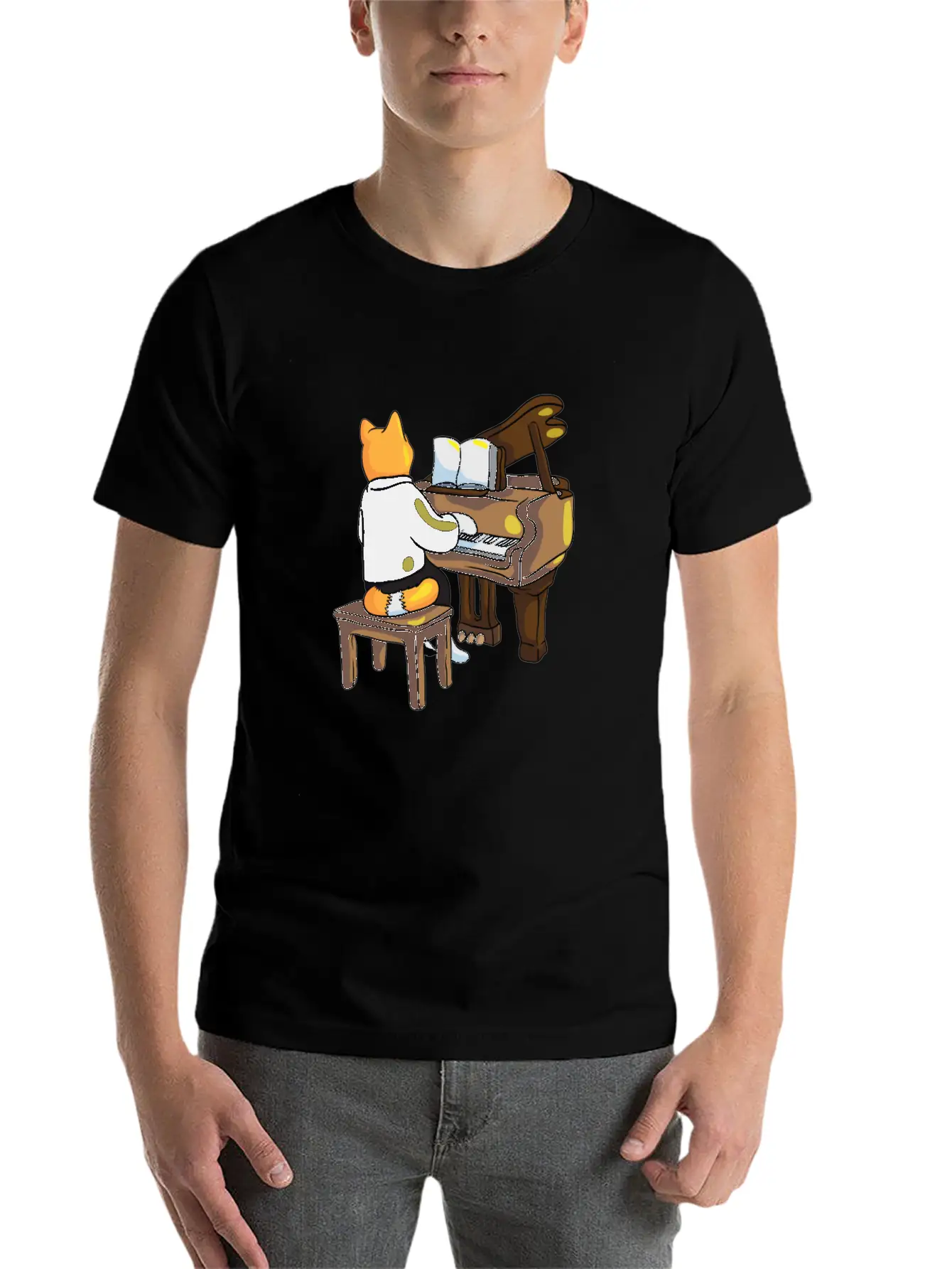 Piano Cat Classic Cotton Tee – Unisex Comfort For Any Season