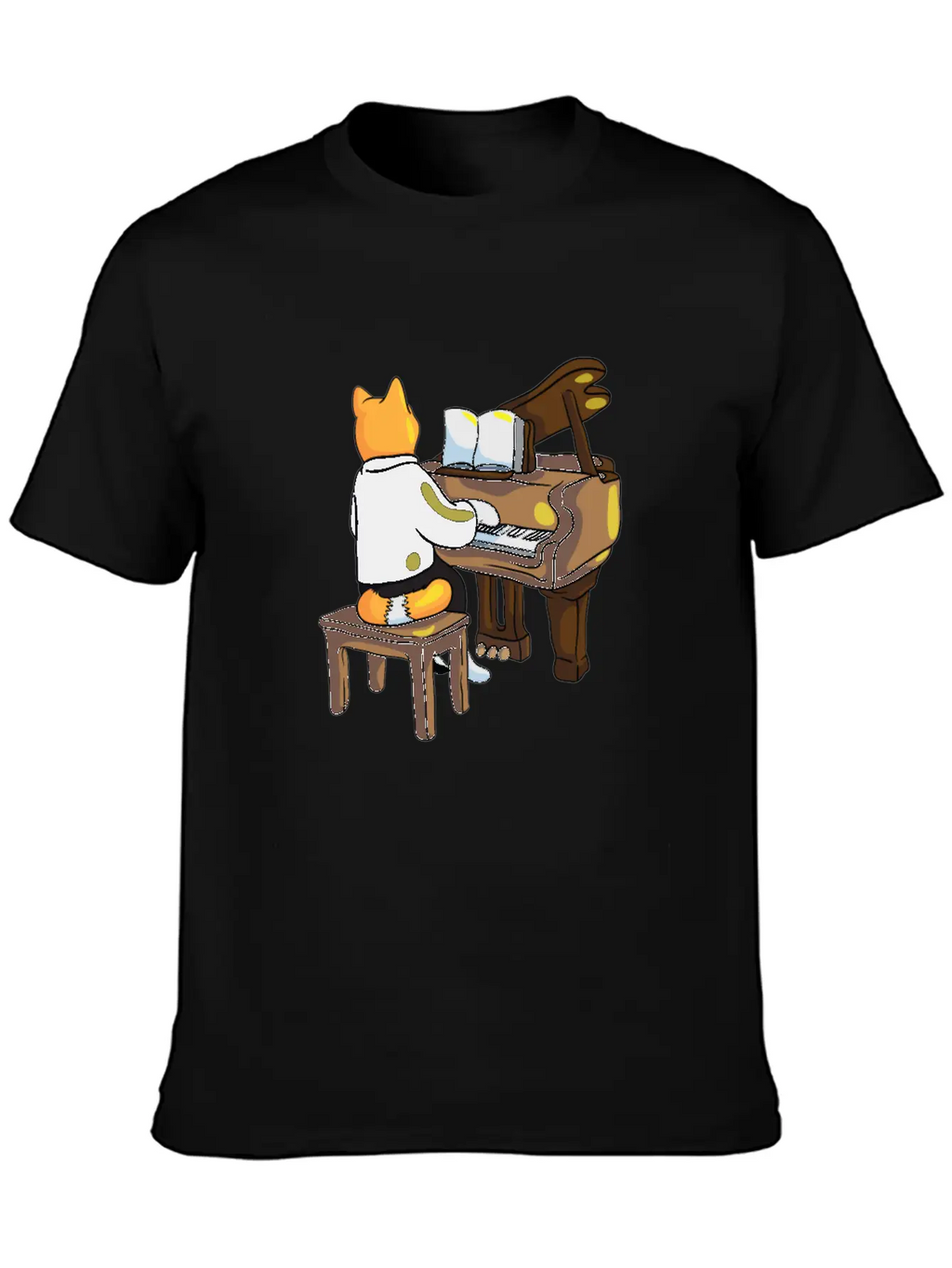 Piano Cat Classic Cotton Tee – Unisex Comfort For Any Season