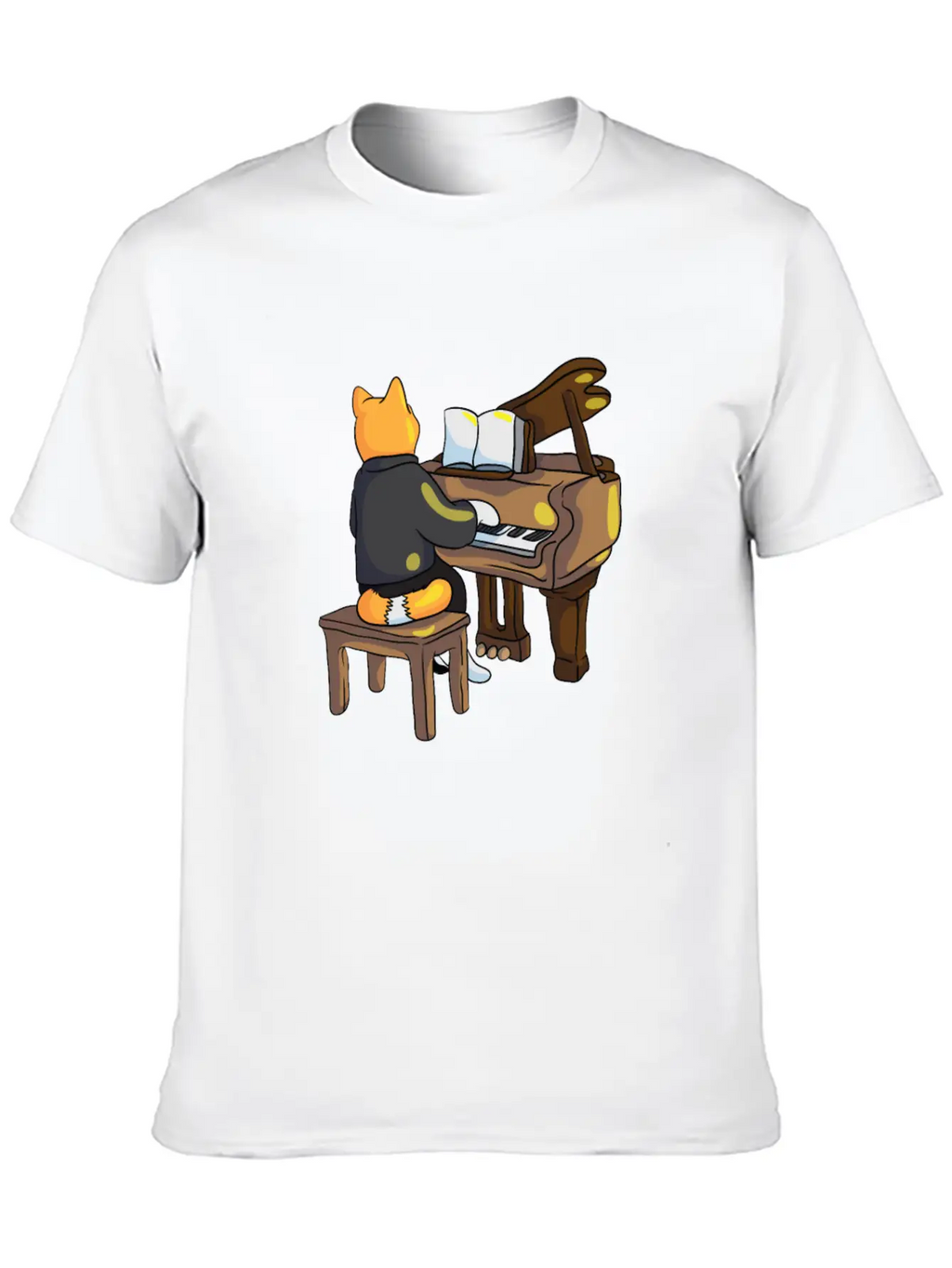 Piano Cat Classic Cotton Tee – Unisex Comfort For Any Season