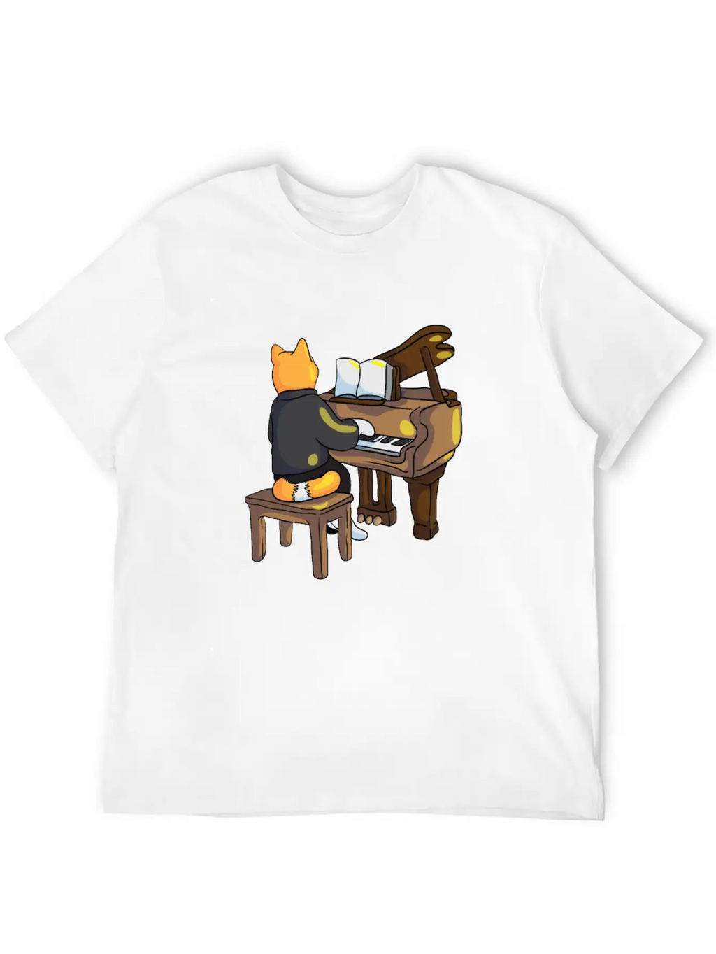 Piano Cat Classic Cotton Tee – Unisex Comfort For Any Season