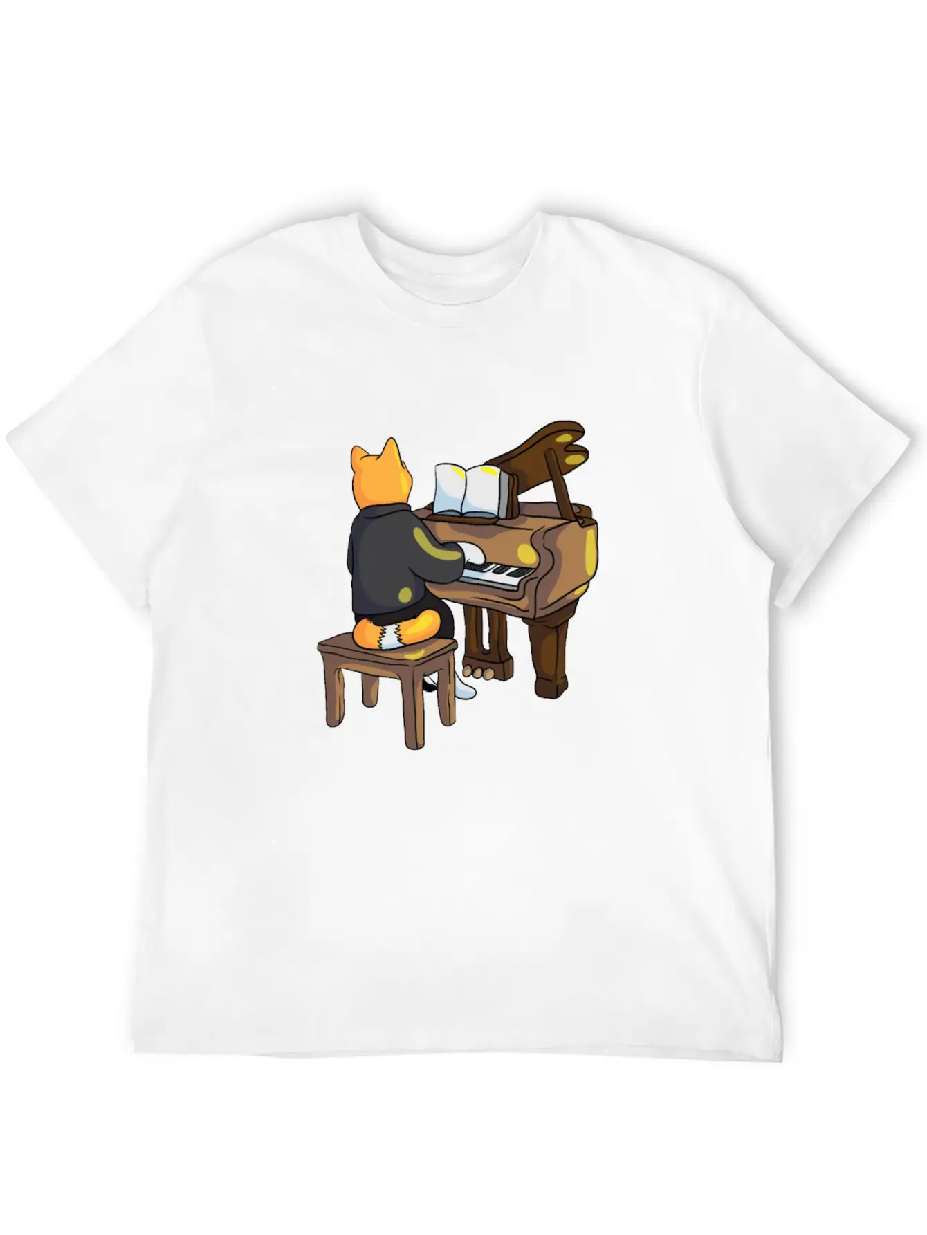 Piano Cat Classic Cotton Tee – Unisex Comfort For Any Season