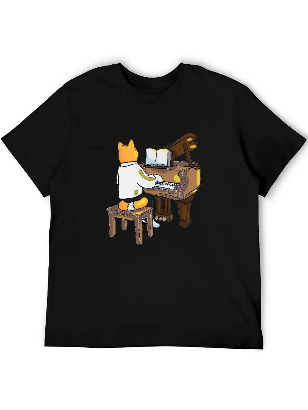Piano Cat Classic Cotton Tee – Unisex Comfort For Any Season