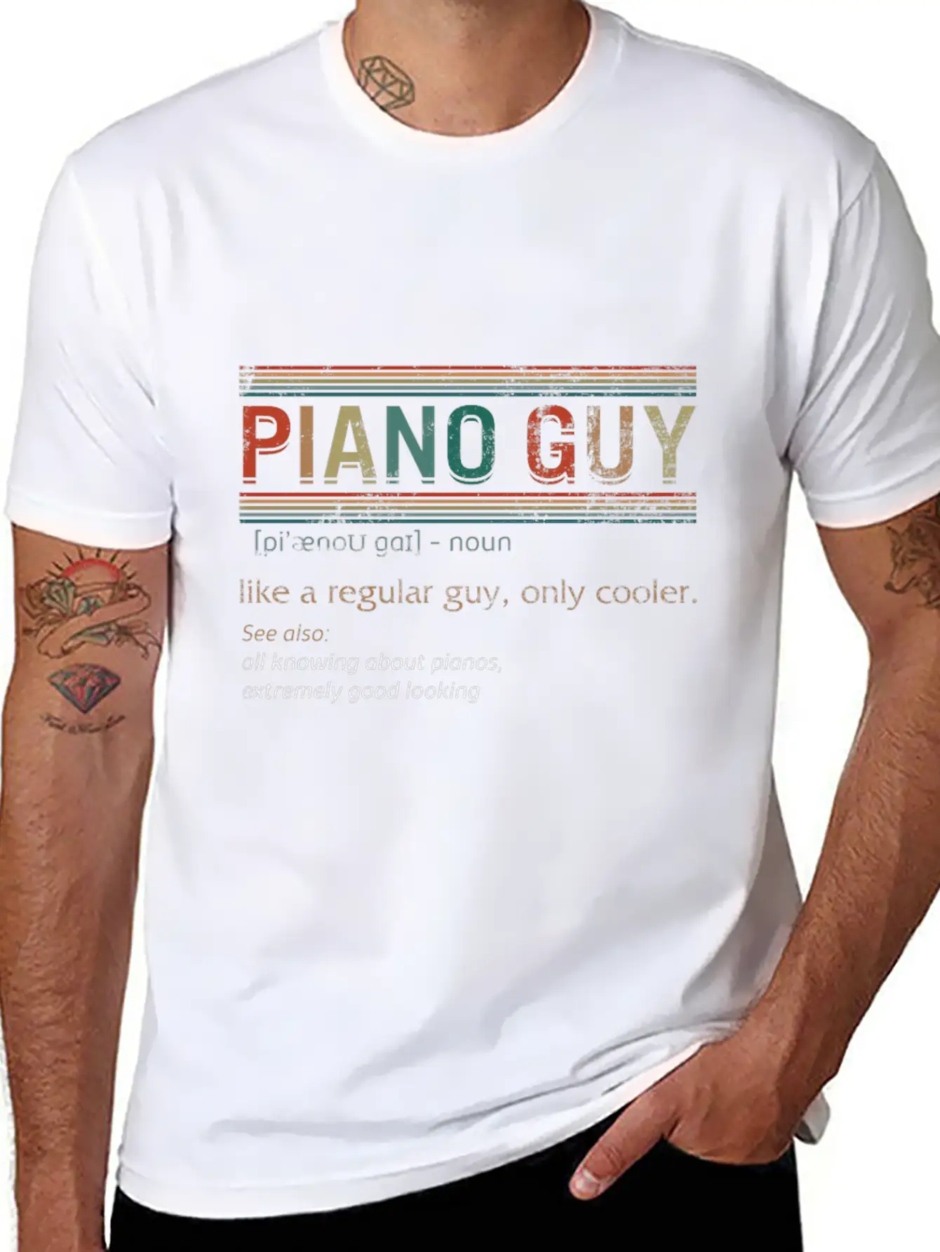 Piano Guy Definition Shirt, Instrument Piano, Breathable Soft Cotton T-Shirt – Timeless Casual Look