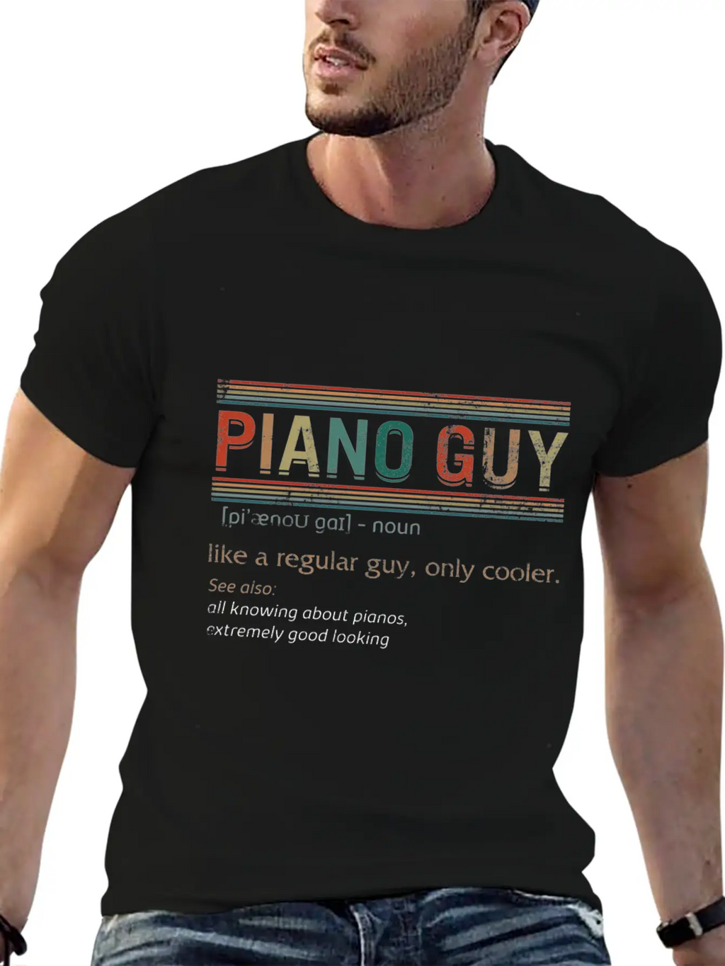 Piano Guy Definition Shirt, Instrument Piano, Breathable Soft Cotton T-Shirt – Timeless Casual Look