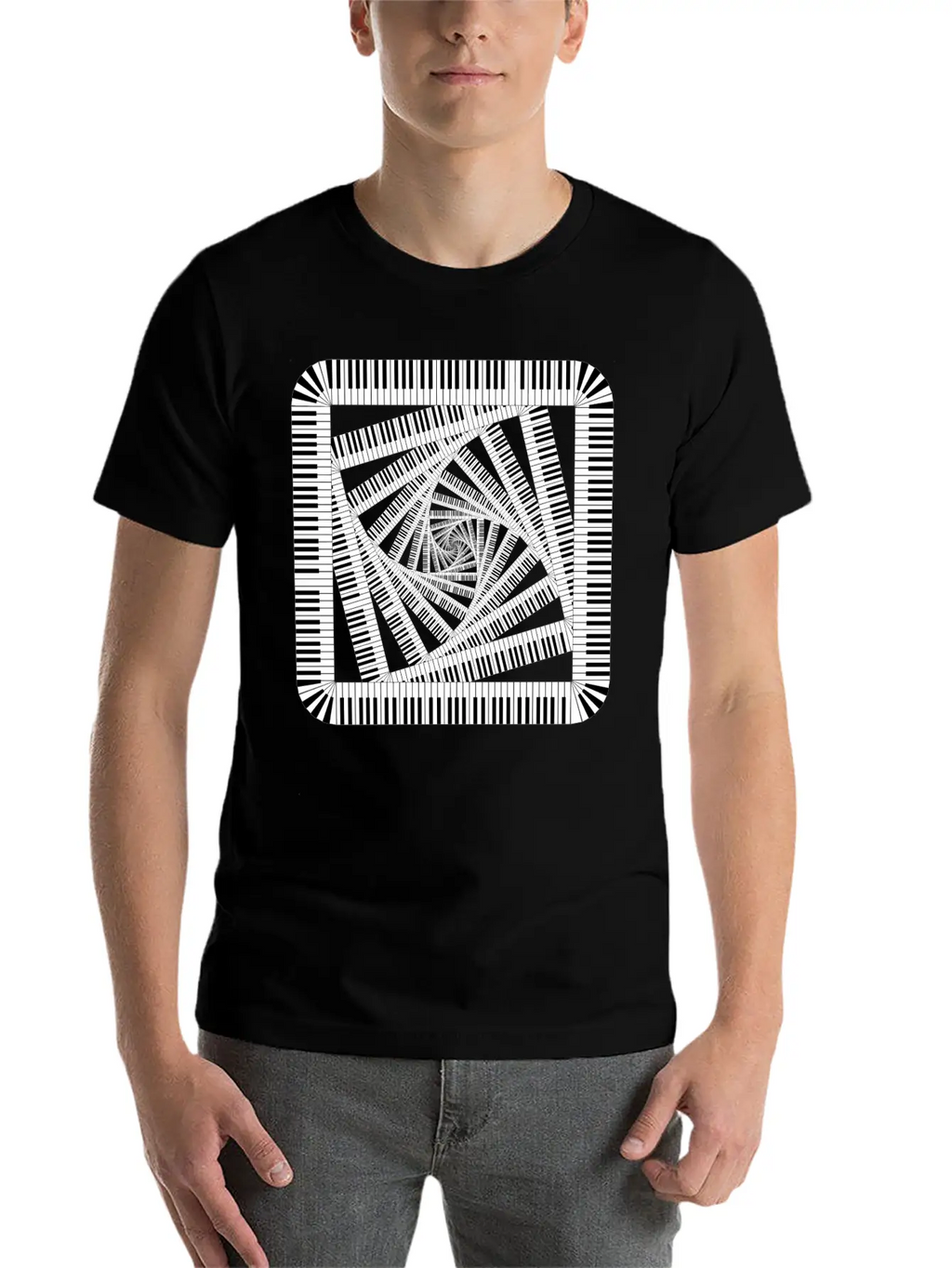 Piano Keys Rounded Square Vortex 2 Breathable Soft Cotton T-Shirt – Timeless Casual Look