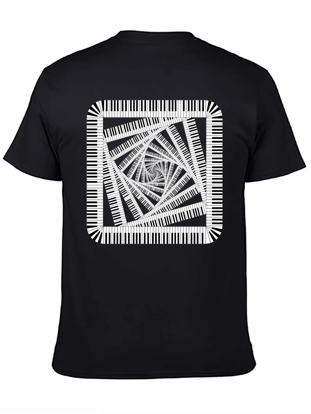 Piano Keys Rounded Square Vortex 2 Breathable Soft Cotton T-Shirt – Timeless Casual Look