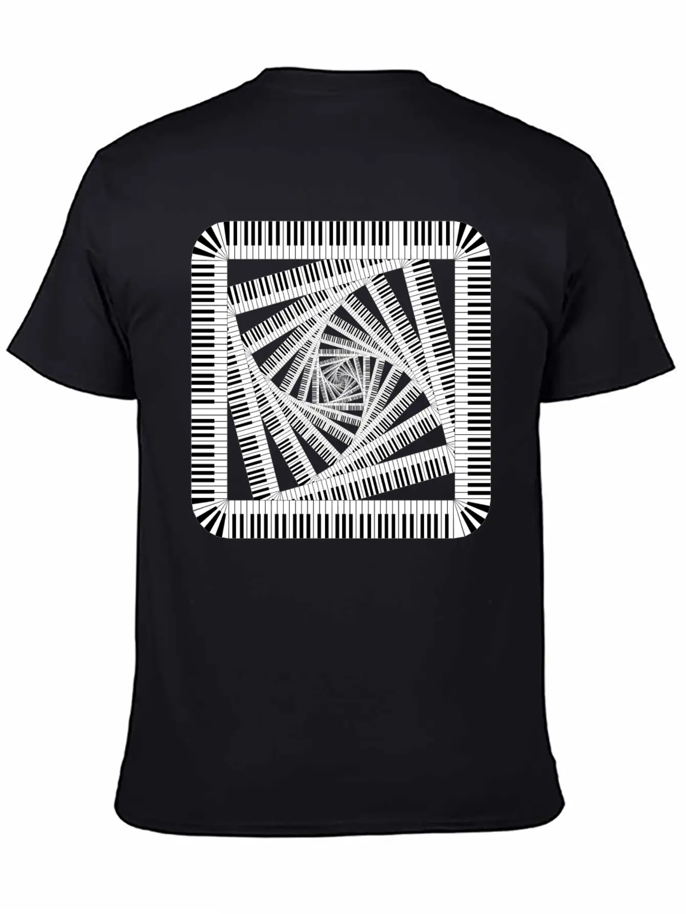 Piano Keys Rounded Square Vortex 2 Breathable Soft Cotton T-Shirt – Timeless Casual Look