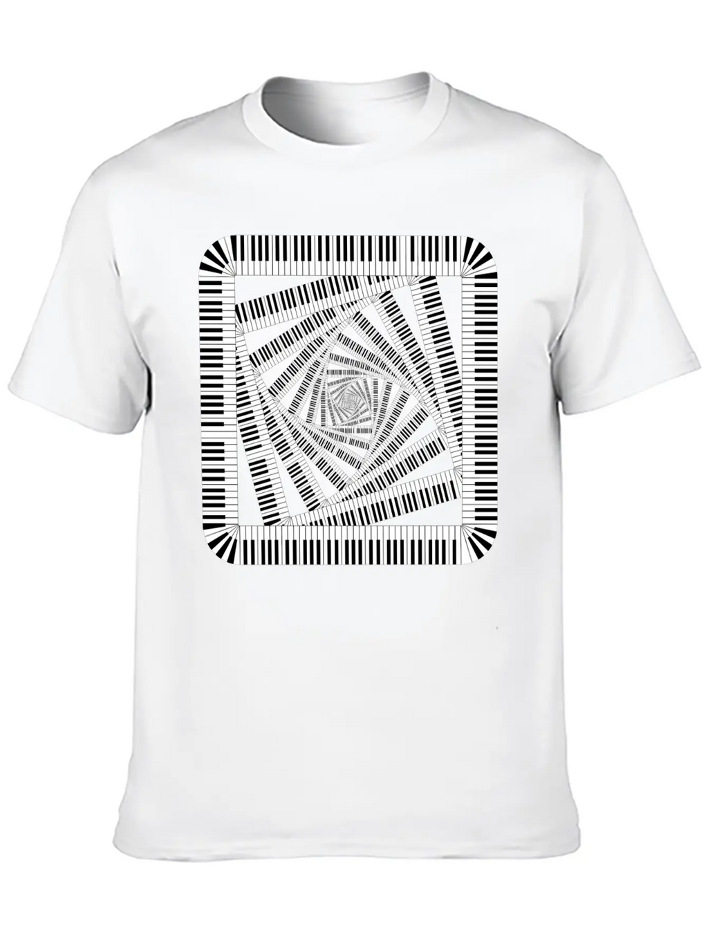 Piano Keys Rounded Square Vortex 2 Breathable Soft Cotton T-Shirt – Timeless Casual Look