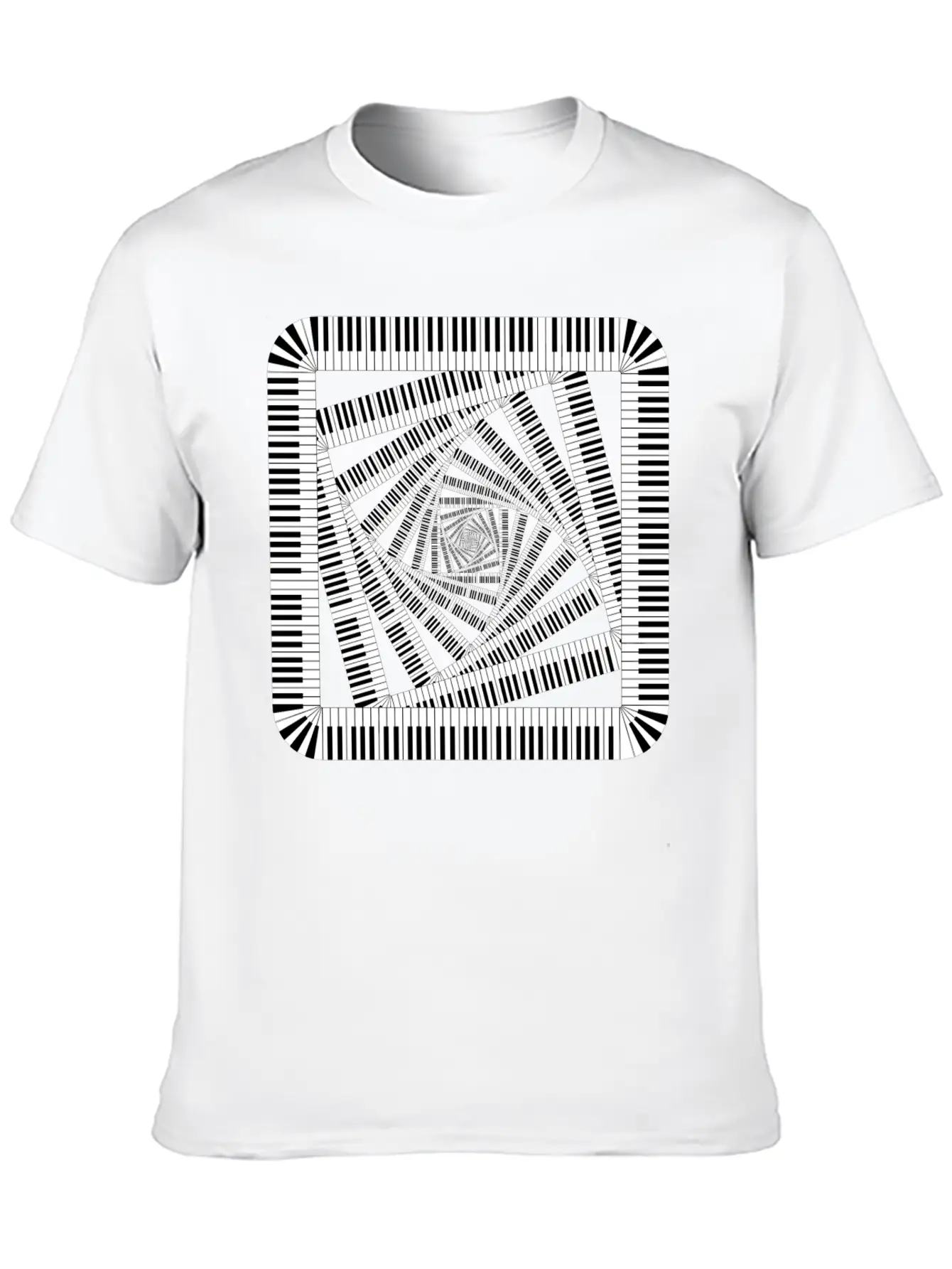 Piano Keys Rounded Square Vortex 2 Breathable Soft Cotton T-Shirt – Timeless Casual Look