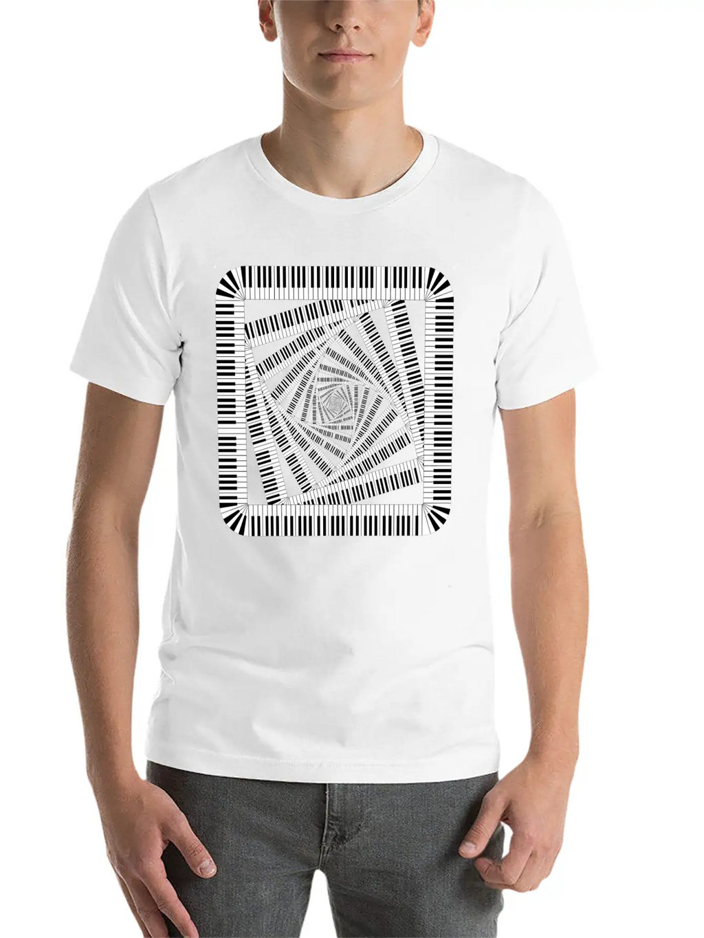 Piano Keys Rounded Square Vortex 2 Breathable Soft Cotton T-Shirt – Timeless Casual Look