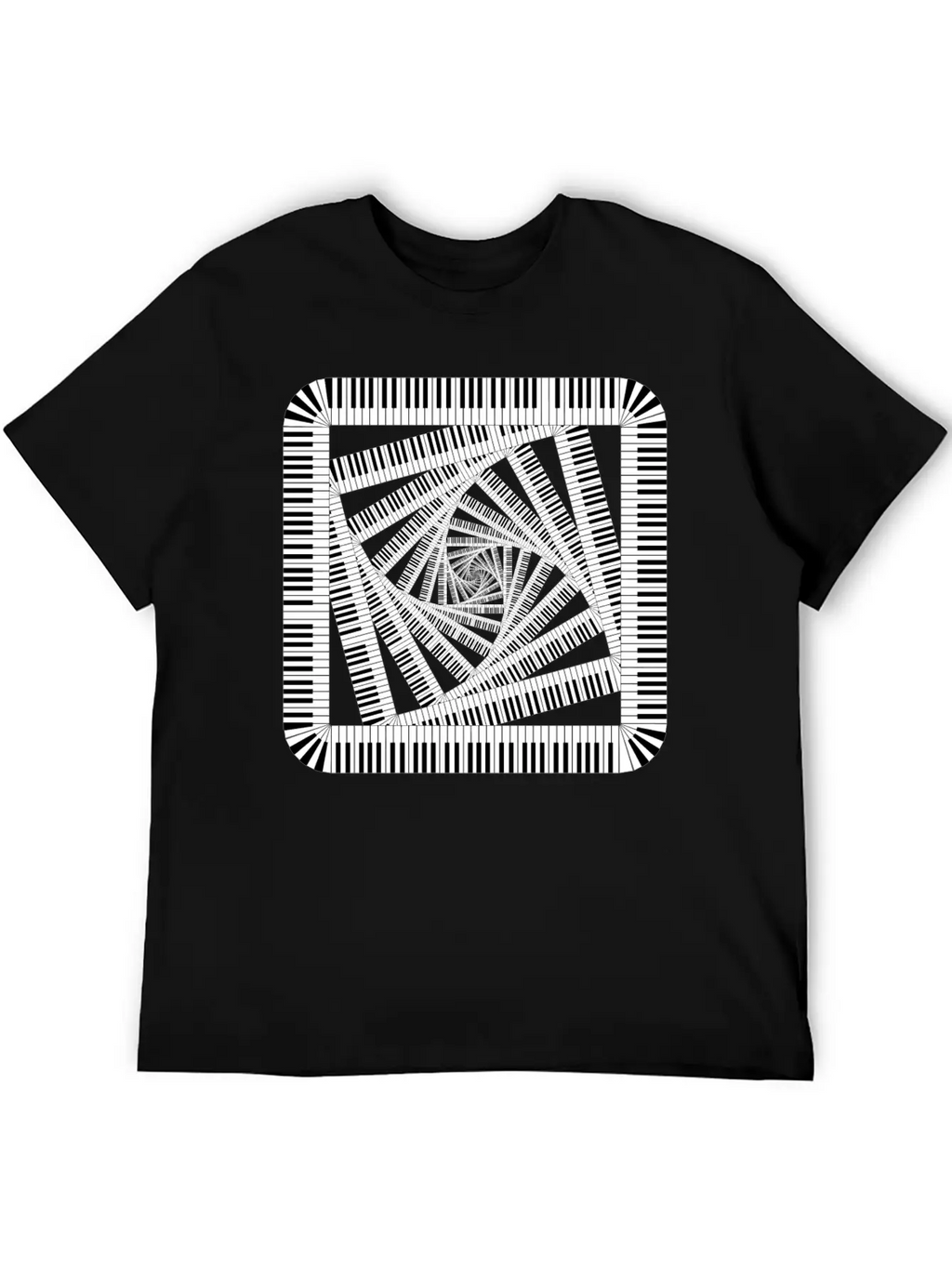 Piano Keys Rounded Square Vortex 2 Breathable Soft Cotton T-Shirt – Timeless Casual Look