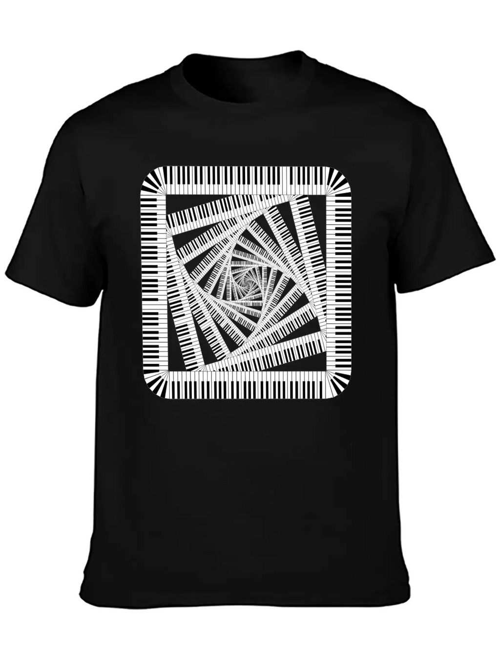 Piano Keys Rounded Square Vortex 2 Breathable Soft Cotton T-Shirt – Timeless Casual Look